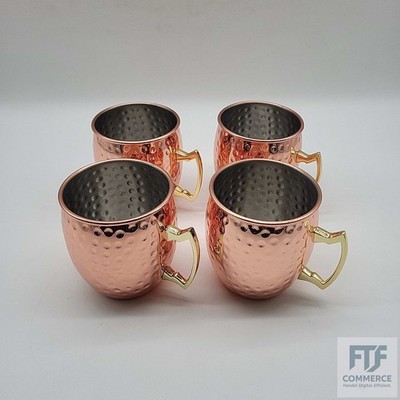SUPERSUN Set 4er Moscow Mule Becher Gin Gläser für Spicy Ginger Beer, Kupferbech