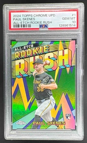 1514 Paul Skenes 2024 Topps Chrome Update #CAERU-1 All-Etch Rookie Rush PSA 10