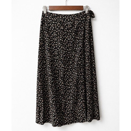 90s Vintage Studio Sz XL Black Floral Midi Skirt Cottagecore Feminine Dainty