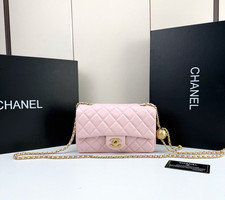 CCHANEL 5817 Golden Ball Square Shoulder Crossbody Bag Pink - NEW