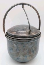 Mid-Century modern ice bucket with liner silver plated hallmarked bottom