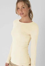 NIKIBIKI - Long Sleeve Crew Neck Top Buttercream