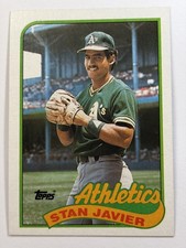 Vintage 1989 Topps Stan Javier Oakland Athletics #622 MLB Baseball Card 80s NM