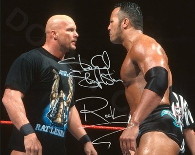 STONE COLD STEVE AUSTIN THE ROCK 8X10 SIGNED PHOTO AUTOGRAPH WWE POSTER REPRINT