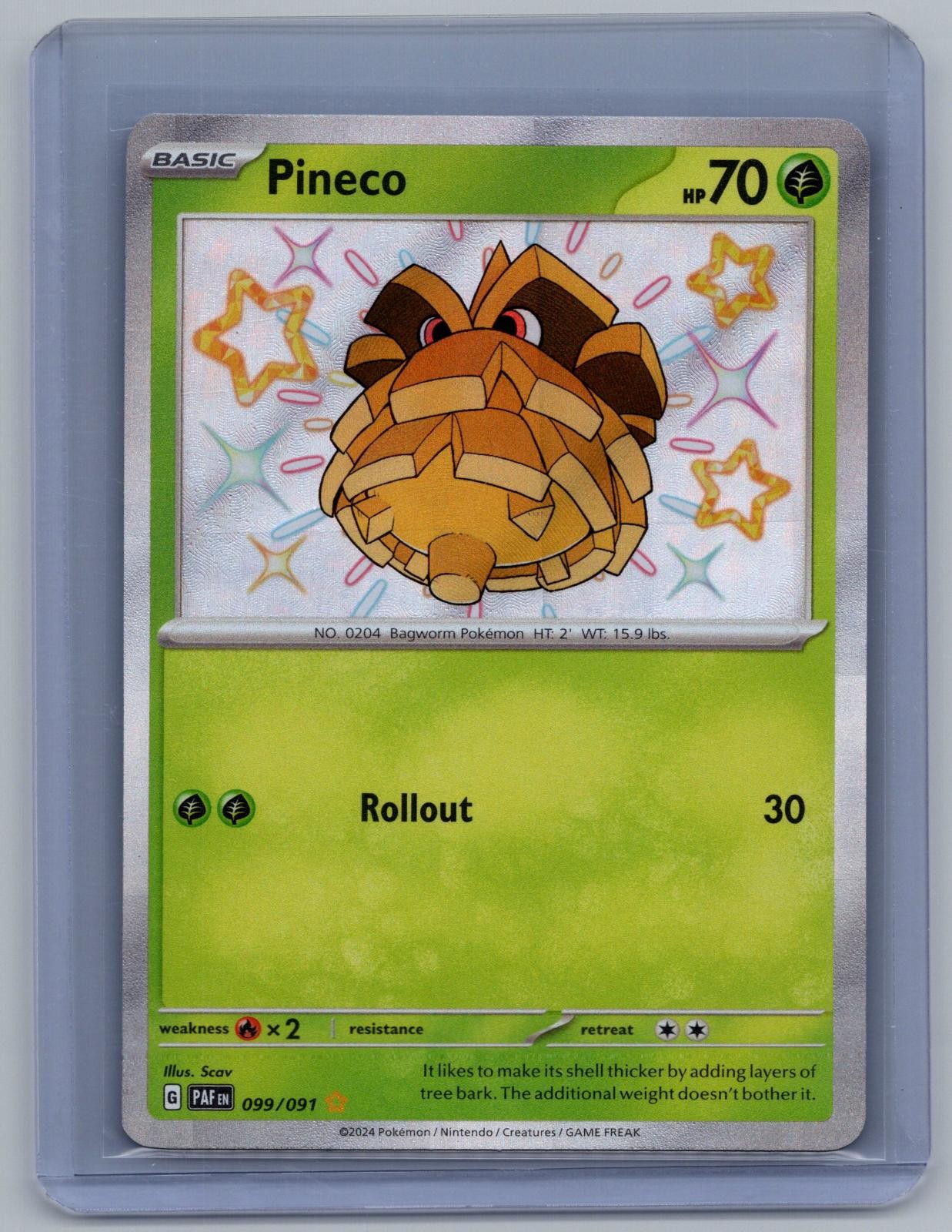 Pineco 099/091 Shiny Rare Paldean Fates Pokemon Holo Near Mint