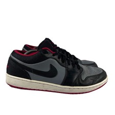 Nike Jordan 1 Low Black Grey Red Lace Up Athletic Shoes Sneakers Men's Size 13