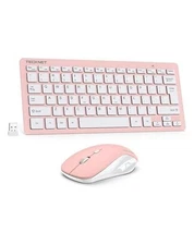  Wireless Keyboard and Mouse Combo, Mini Cordless Computer Keyboard LIGHT PINK