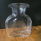 Blenko Style Glass Double Spout Water Pitcher Clear Textured Hammered