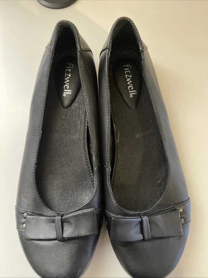 Fitzwell Mujer 9 M Shaina Ballet Pisos Negro Imitación Cuero Foto 3 de 4