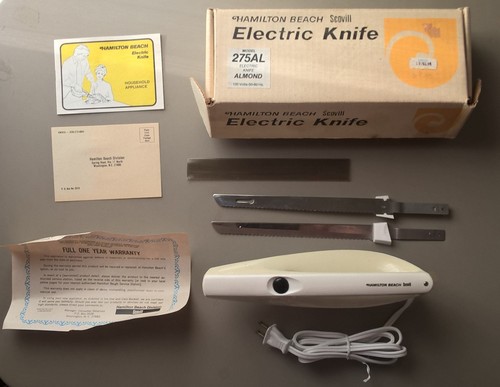 Vintage Hamilton Beach Scovill Electric Knife Model 275AL Almond Color Working