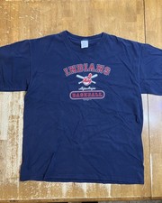 Vintage Cleveland Indians Chief Wahoo Majestic T Shirt Blue Size XL