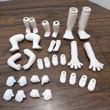 15x Pairs Lot Ceramic Bisque Unpainted Doll Parts - Hands Feet Arms Legs Shoes