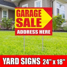 GARAGE SALE Yard Sign with H-Stakes Address Here Venta de Garage Flea Market