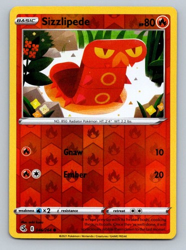 Carta Individual Pokémon SIZZLIPEDE 047/264 De Fusion Strike ¡para Tu Colección!