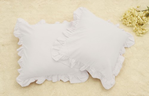 White Ruffled Solid Throw Pillow Covers Set of 2 Chic Cotton Decorative Cushi... - Picture 4 of 7