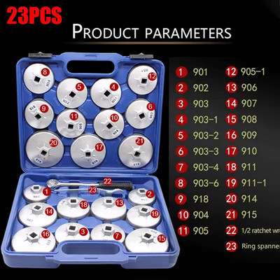 23 tlg/Set Auto Ölfilterkappe Ausbauschlüssel Steckschlüsselsatz 1/2'' 12,5mm Ratschenschlüssel