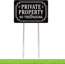 Kichwit Private Property No Trespassing Sign, 12" x 21", 1 Pack, Black