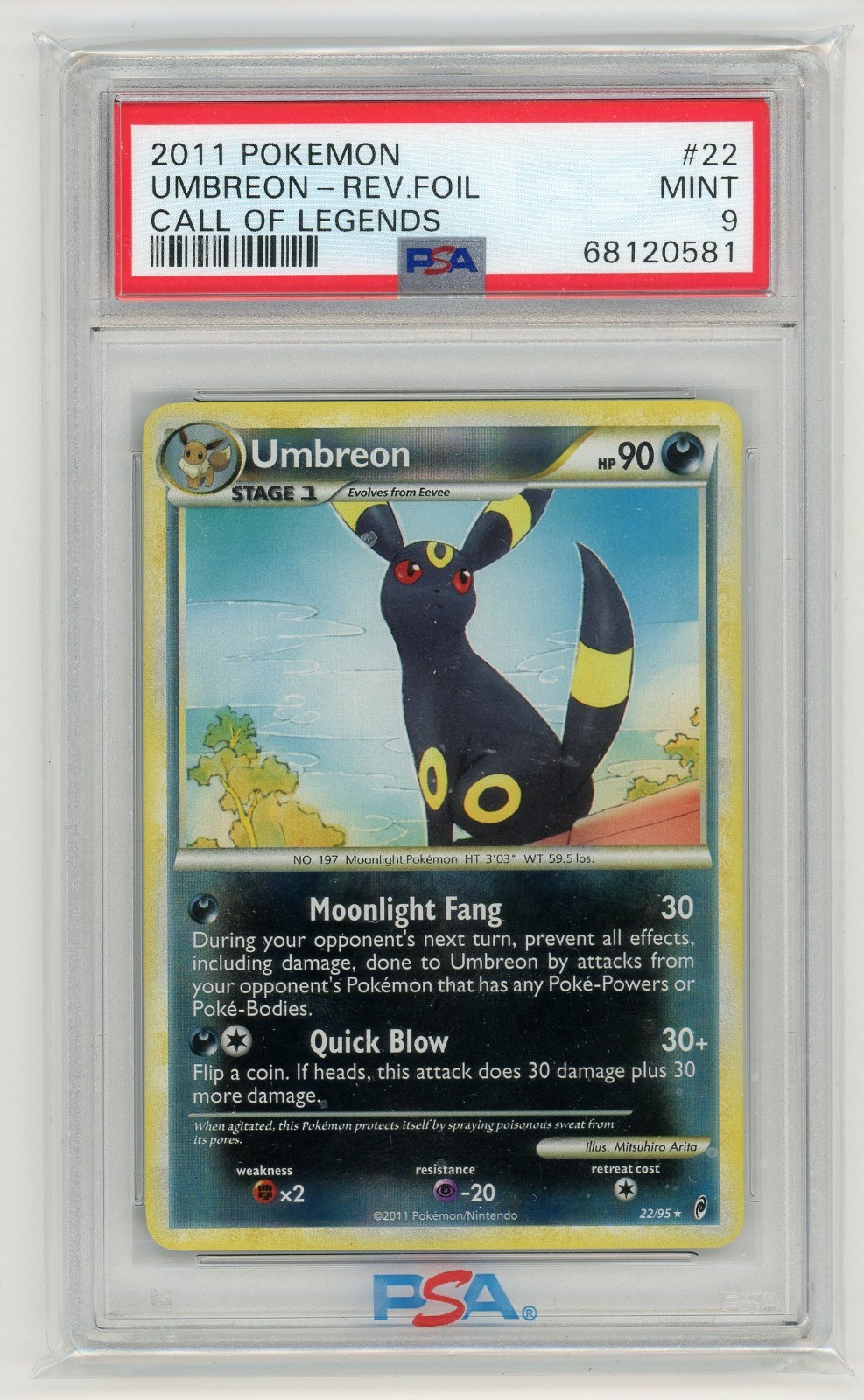 Pokémon TCG - Umbreon 22/95 Reverse Holo - Call of Legends - PSA 9
