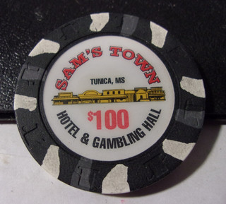 SAM'S TOWN HOTEL & GAMBLING HALL CASINO $100 gaming poker chip Tunica MS