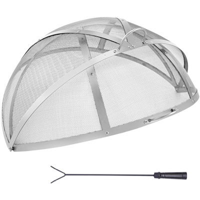 VEVOR 36'' Fire Pit Round Wood Burning Spark Screen Cover Lid Stainless Steel