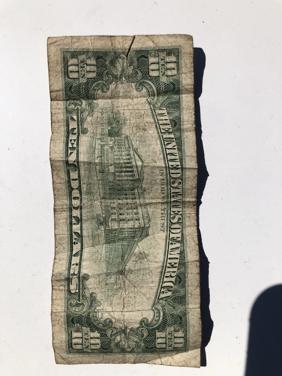 未经认证$10， 1990 美国小尺寸纸币说明| eBay