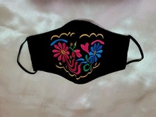 Mexican Embroidered Handmade Face Mask Cubrebocas Artesanal Triple Layer Unisex