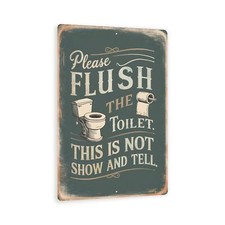 8x12 Funny Vintage-Style Bathroom Sign - 'PLEASE FLUSH THE TOILET' - Humorous...