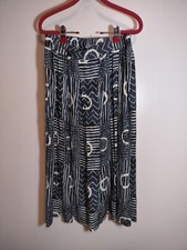 Studio C Women's Vintage M/L Skirt Cotton Blue Gray White Geometric Pattern