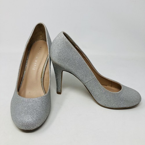 Kelly & Katie Silver Glitter Pumps Heels Larrissa Shoes Women's Size 8 (SW40)