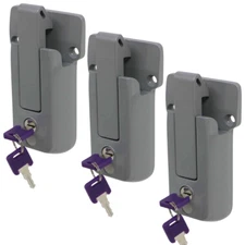 3 KEYED ALIKE Grey Locking Cargo Trailer Cambar Door Latch Vise Lock Cam Bar