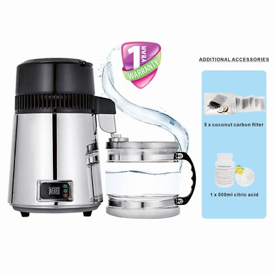 4L 304Destiller Edelstahl Wasser Destillierer einstellbare Temperatur - UK LAGER