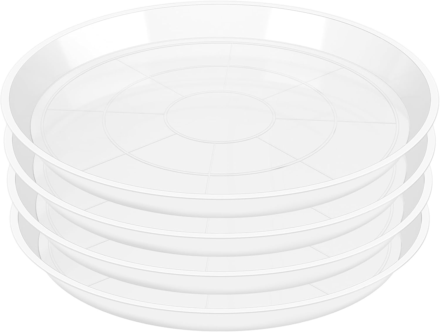4 Pack Clear Plant Saucer 10 12 14 16 18 20 22 Inch Plant Trays for Pots, Plasti