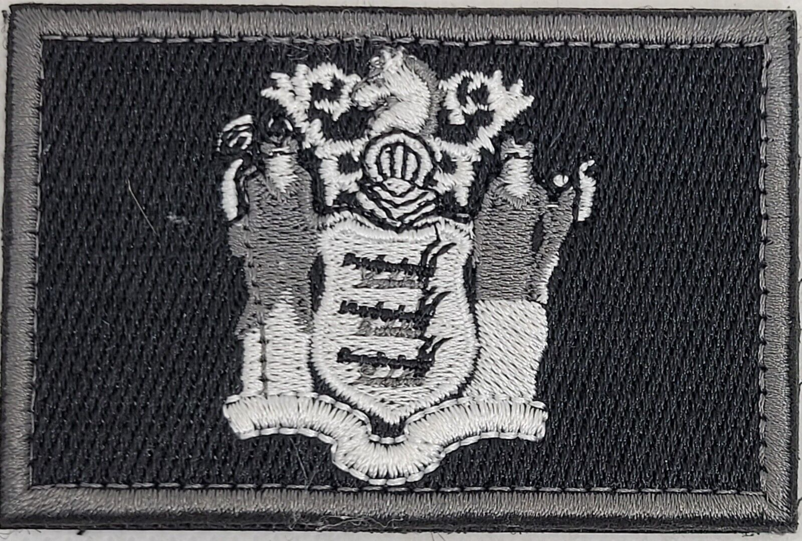 New Jersey State Flag 3x2 Tactical SWAT VELCRO Embroidered Patch Black Ops