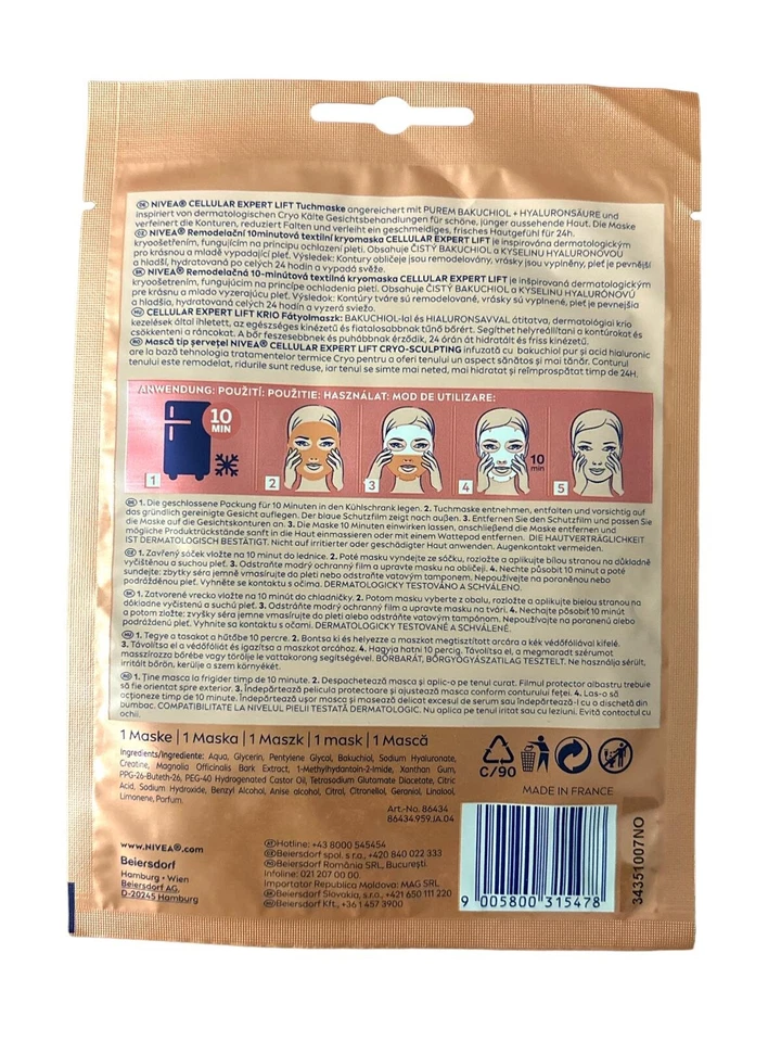 Nivea Serum Cellular Expert Lift Cryo Tuchmaske  Mit Pures Bakuchiol & Hyaluron - Bild 2 von 2