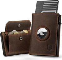 Dodensha Airtag Wallet Herren Xl MüNzfach Rfid Schutz*Kartenetui Rotbraun
