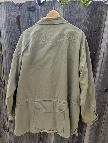 Vintage Orvis Hunting Jacket Cotton Twill Khaki Pockets 90s XL - Picture 2 of 13