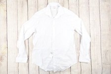 CALVIN KLEIN CK WHITE LARGE STEEL HERRINGBONE SPREAD COLLAR BUTTON FRONT SHIRT