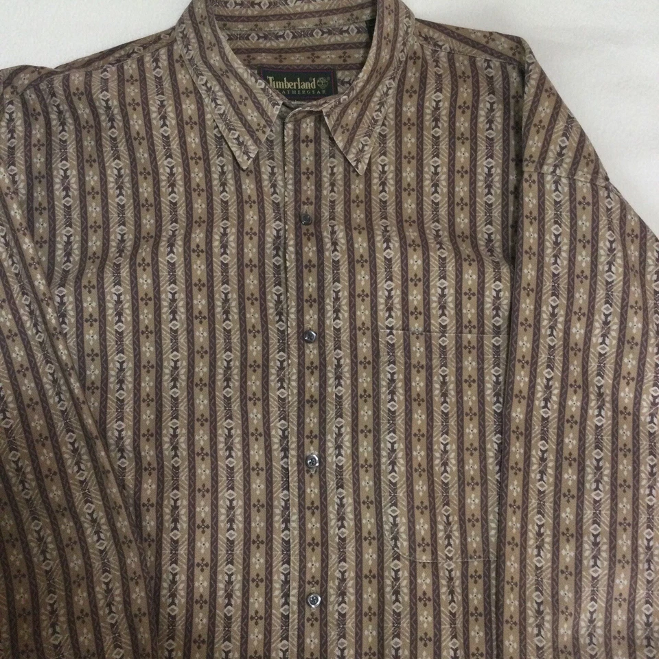 Timberland Hombre Manga Larga Algodón Rayas Marrón L-XL (#331) Foto 2 de 4
