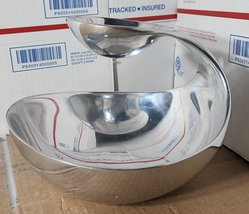 Nambe Wei Young Chip and Dip Bowl Server Modern MCM Metal MT0369 - Picture 5 of 8