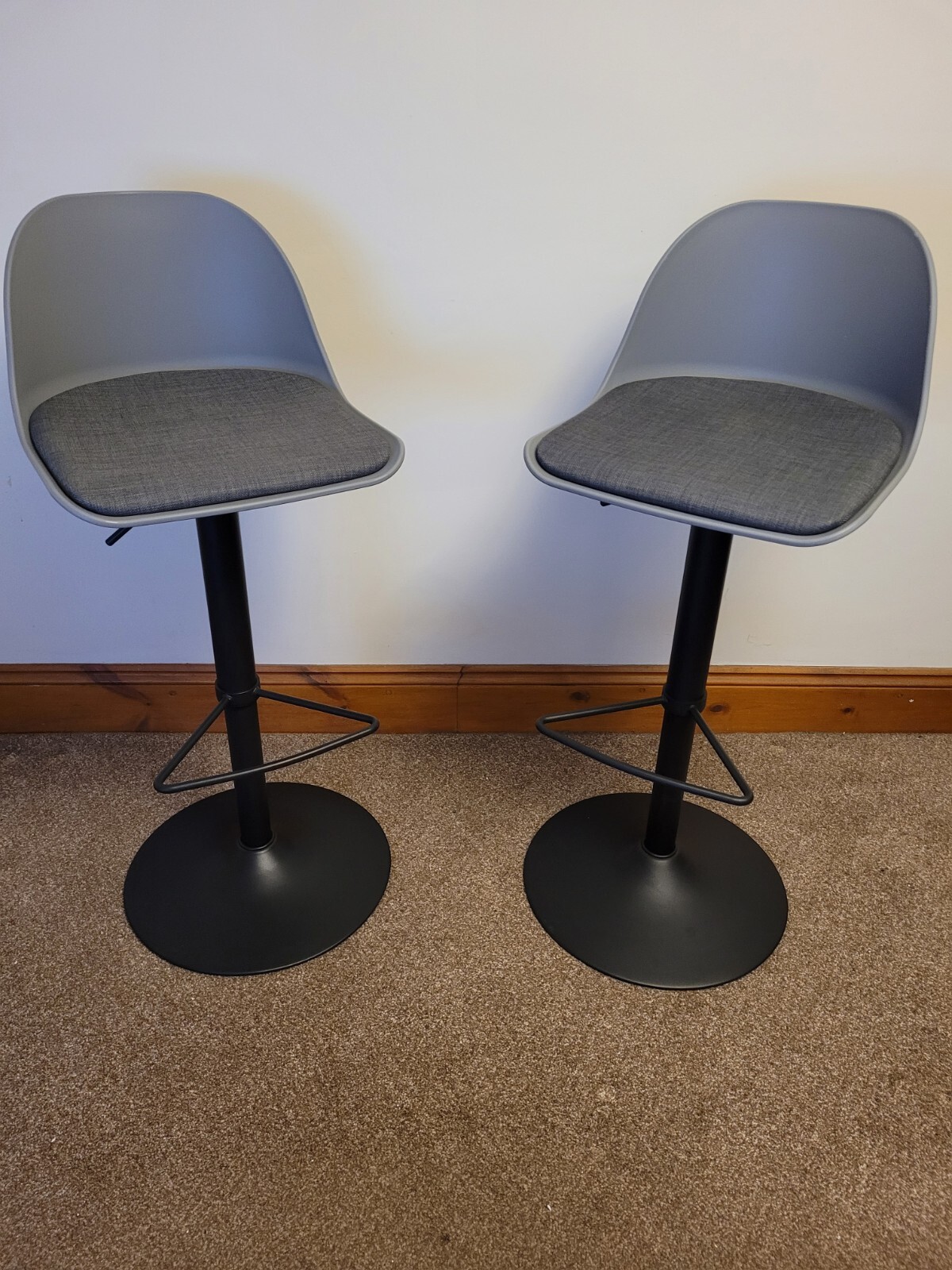 John Lewis Whistler Gas Lift Adjustable Bar Stools Set Of 2 Grey eBay