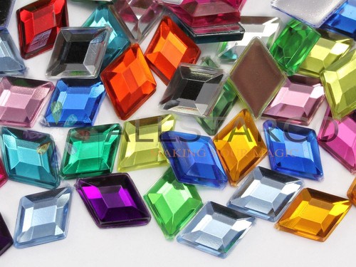 Gemas de acrílico de diamante de espalda plana de 10x7 mm azul zafiro ligero .LS - 100 piezas - Imagen 2 de 3