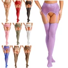 Women's Suspender Tights Sexy Lace Garter Belt Stockings Shiny Glossy Pantyhose