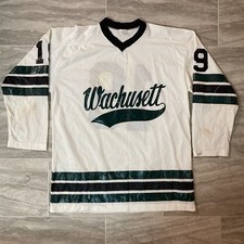 VTG 1970s WACHUSETT MASSACHUSETTS GAME WORN CHAMPION HOCKEY JERSEY #19 Sz 46