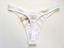 Victoria's Secret - L White Stretch Cotton High Leg Thong Panty - Large