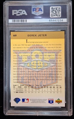 ドジャース　DECORTE トレカ 9/21配布品　【10000個・激レア】 1993 Upper Deck RC DEREK JETER #449 PSA 8 NM-MT TOP 99 PROSPECT
