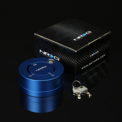 NRG STEERING WHEEL QUICK RELEASE ADAPTOR ANTI-THEFT SECURITY LOCK HUB+KEY BLUE