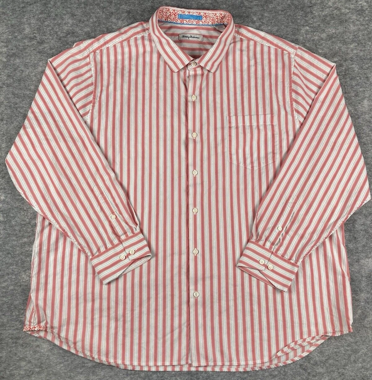 Tommy Bahama Mens 3XL Shirt Silk Blend Striped Breathable Lightweight