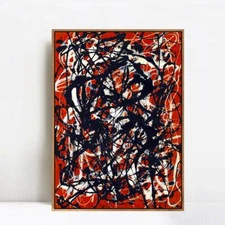 Framed Giclee Print Free Form by Jackson Pollock Abstract Wall Art Decor 28"x40"