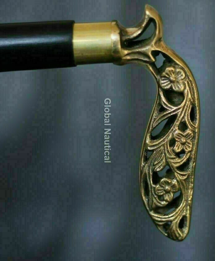 Victorian Solid Brass style Leaf Design Handle Wo… - image 4