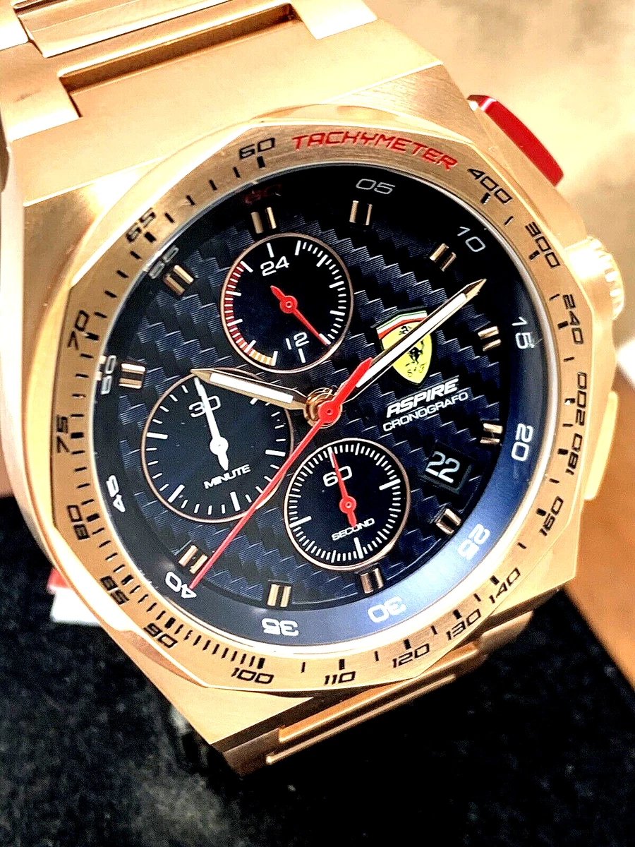 Scuderia Ferrari Men s Watch 0830833 Quartz Chronograph Black Rose Gold Steel